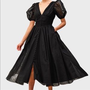 Black eShakti Formal Puff Sleeve Dress